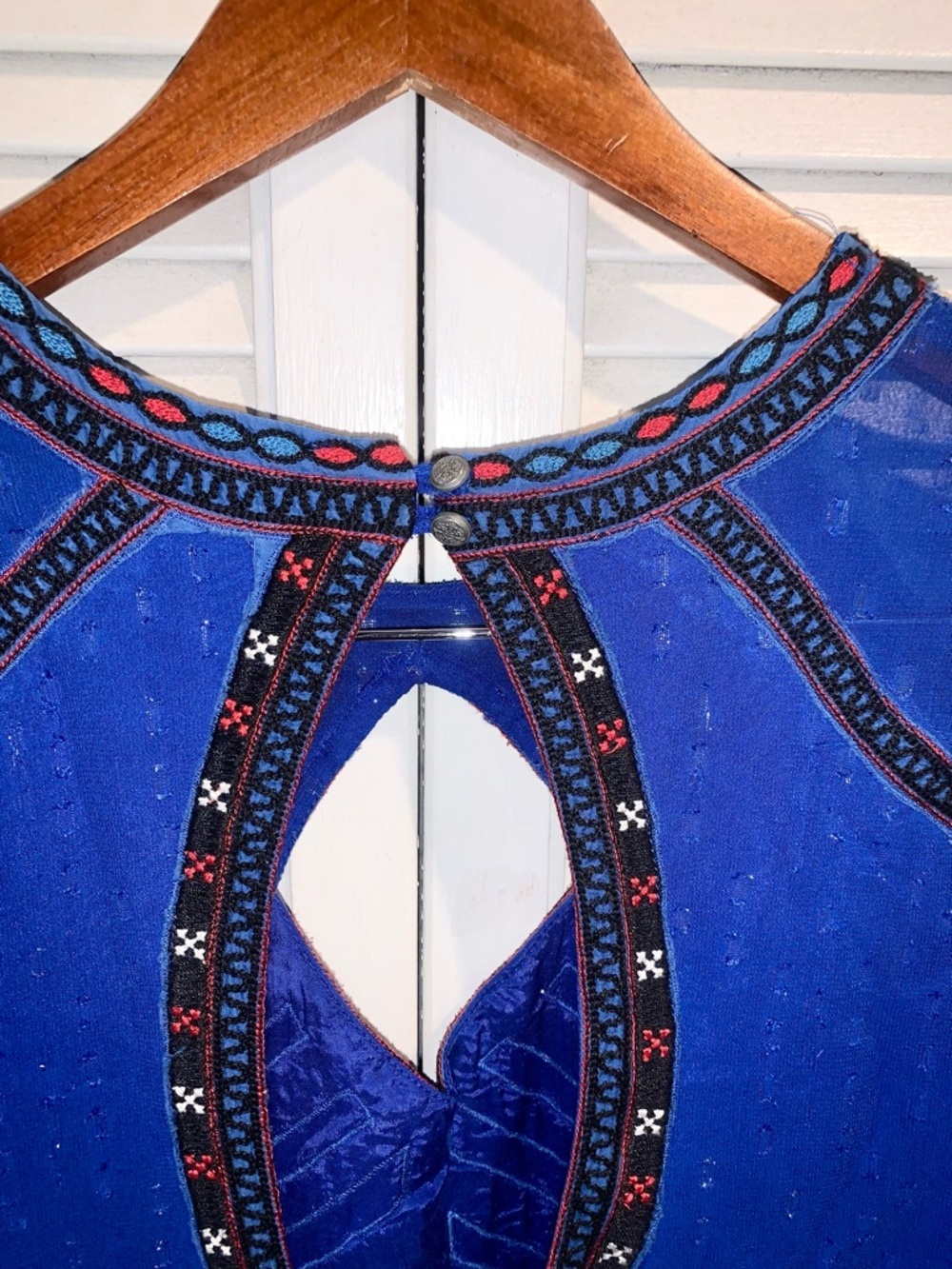 FREE PEOPLE All You Need Flowy Sheer Dress in Cobalt Blue - Picture 13 of 16
